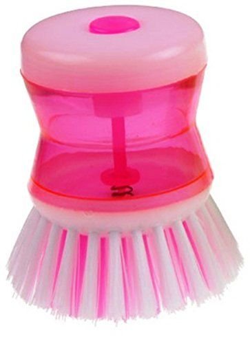 Kemfye Cleaning Brush with Liquid Soap Dispenser (Pink)