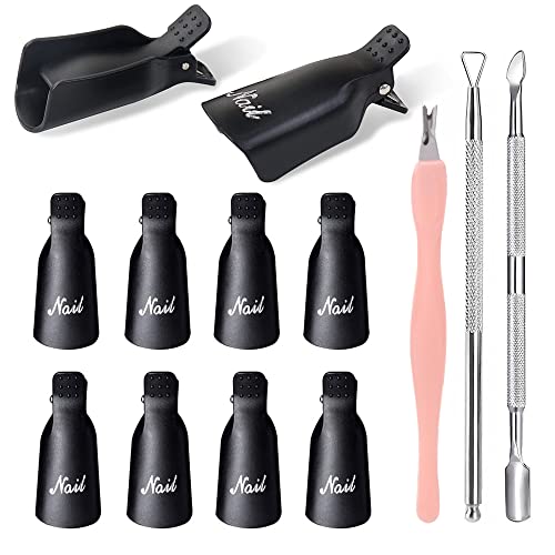 Set de removedor y limpiador de esmalte de uñas   10 clips limpiadores de uñas, 3 herramientas limpiadoras de uñas, limas de uñas para uñas de gel, kit de diseño de uñas con removedor Neonail
