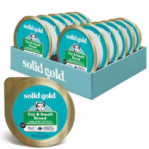 Solid Gold Wet Dog Food for Small Dogs - Grain Free Small Dog Food Wet Recipe w/Real Lamb, Superfoods & Vitamins for Gut Health & Immune Support - for Puppies, Adult & Senior Breeds - 12ct 3.5oz Cups