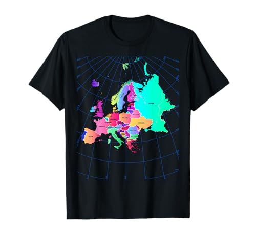 Map of Europe with borders and names of European countries T-Shirt