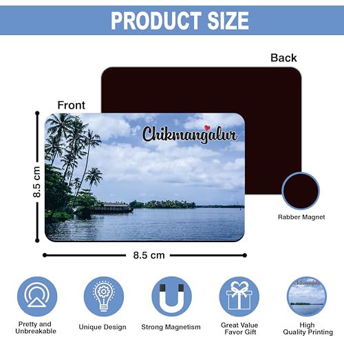 Image of Elegant Fridge Magnet with Themes |Rectangular Size Refrigerator Magnet with Magnetic Rubber Back | Pack of 1, 8.6cm X 5.4cm (Chikmangalur - Design 5)