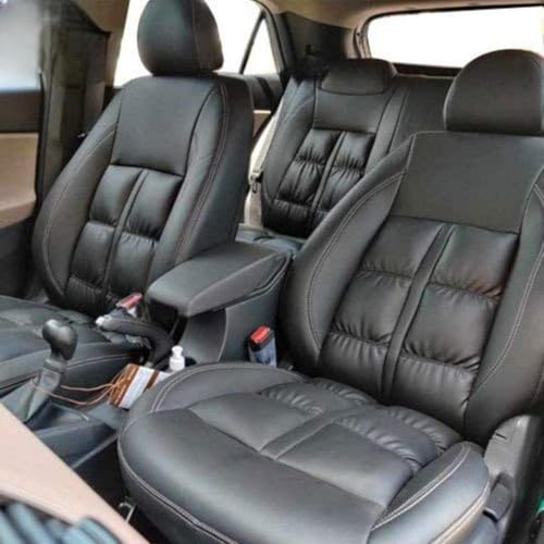 PegasusPremium PU Leatherite Puffy Car Seat Cover for Mahindra XUV 700- 7 Seater (Black)