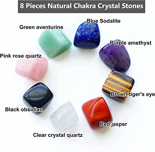 Bella Jade Healing Crystals for Use as 7 Chakra Stones, Worry Stones, Hot Spa Rock & Massage Stones for Grounding Balancing Soothing Meditation Reiki (Set of 8) - Image 3