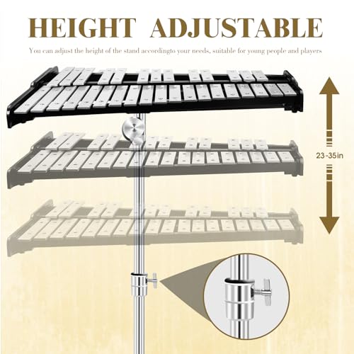 Image of Soulmate Glockenspiel Xylophone Professional 32 Notes Percussion Glockenspiel Kit for Adults & Beginners with Drum Pad, Adjustable Stand, Drum Sticks, Carrying Bag - Ideal for Practice & Performance