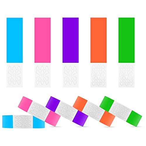 100 Piezas Pulseras Identificativas para Eventos, Impermeable Pulseras de Papel con Cierre Adhesivo, Pulseras de Entrada para Seguridad y Control Clubes Fiestas, 25x2cm (Multicolor)