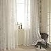 White Sheer Curtains 84 inches Long Leaves Embroidered Window Curtain Sheer Voile Panels for Living Room & Bedroom, 54x84, Two Panels