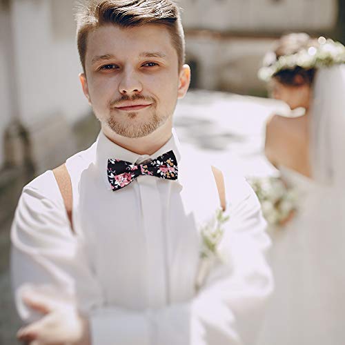 Men's Pre-Tied Cotton Floral Bow Tie Adjustable Strap - Tuxedo Accessory For Prom, Wedding & Formal Events #TOP5