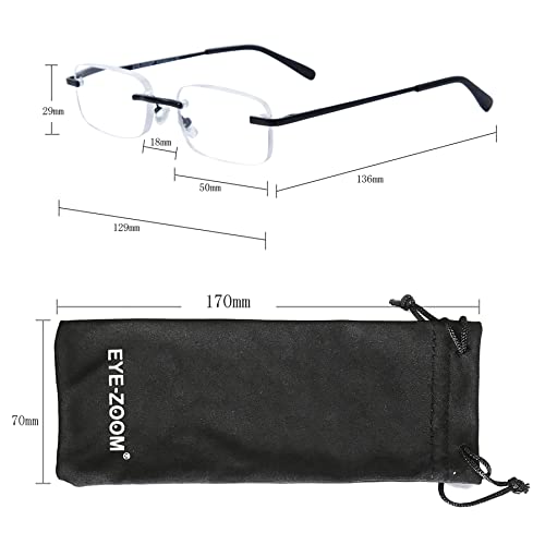 3 Pack Classic Rectangluar Metal Frame Rimless Reading Glasses for Men and Women4