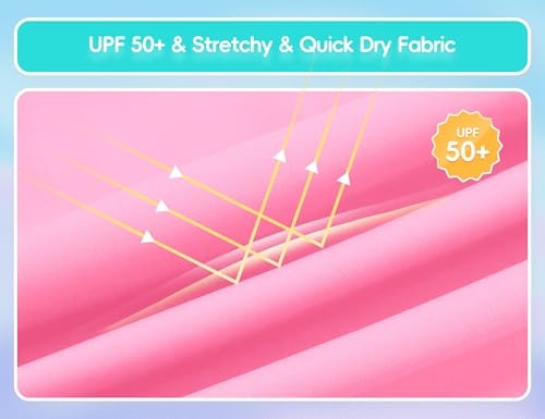 Image of Girls Swimsuit Long Sleeve Rush Guard Bathing Suit Swimwear with Bikini Bottom Sun Protection