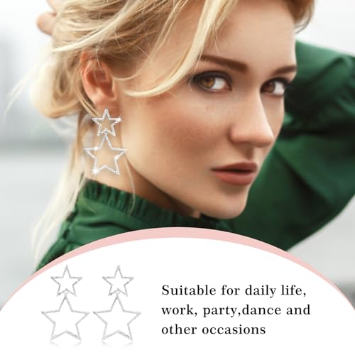 Star Dangle Drop Earrings - Simple Hollow Pentagram Hoop Earrings, Exaggerated Big Lightweight Anti-sensitive Jewelry for Women3