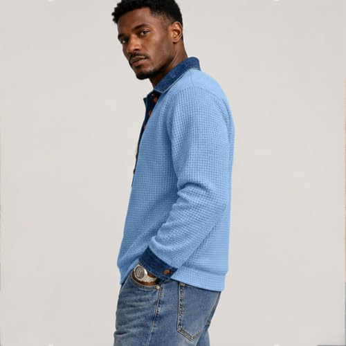 Men's Long Sleeve T-Shirts Big and Tall Waffle Knit Dressy Blouse Novelty - image 3