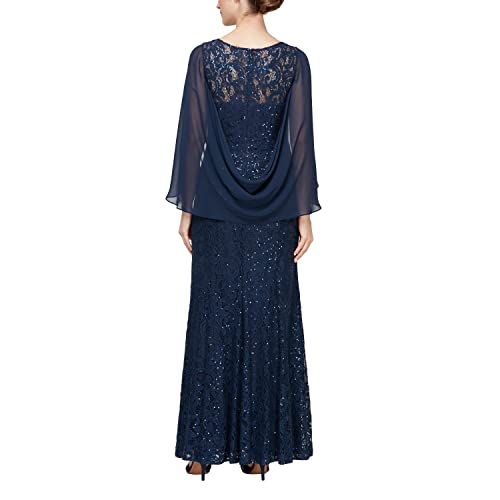 Image of Alex Evenings Women's Long A-line Dress with Draped Cowl Back
