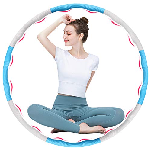 Hula Hoop Fitness zur Gewichtsreduktion Weicher 8 Abschnitt Abnehmbares Design Eva-Schaum Gepolstert mit Mini Bandmaß (Weiß und Blau)
