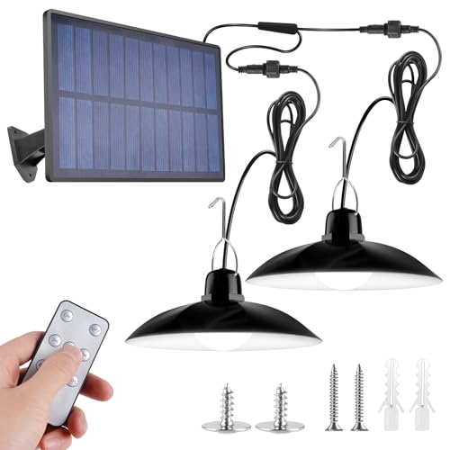 Lámparas solares para exterior e interior, lámpara solar con mando a distancia, lámpara colgante LED solar IP65 resistente al agua, lámparas solares para exteriores con cable de 10 m, lámpara colgante