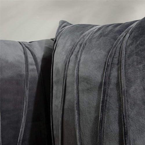 Image of Amazon Brand - Umi Decorative Striped Throw Pillow Covers 16 X 16 Inch,Soft Solid Velvet Pillow Covers Cushion Case with Zigzag Pattern for Sofa Bedroom 40 X 40 Cm (Pack of 5) Grey