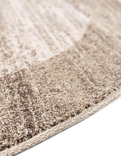 Image of Unique Loom Del Mar Collection Area Rug - Abigail (4' 1 inch Round Beige /Ivory)