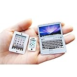 3 Pack Dollhouse Mini Laptop Computer Tablet and Phone Simulation Accessories for Doll 1/6 1/12 Miniatures