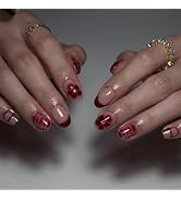 Almond Press on Nails French Tip Fake Nails Glossy Glue on Nails Summer Design Flowers False Nail...
