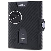 VON HEESEN Slim Wallet mit Münzfach & RFID Schutz - Geldbörse Herren & Damen - Kartenetui Kreditkartenetui - Mini Portmonee Geldbeutel Portemonnaie klein Carbon-Schwarz (PU)