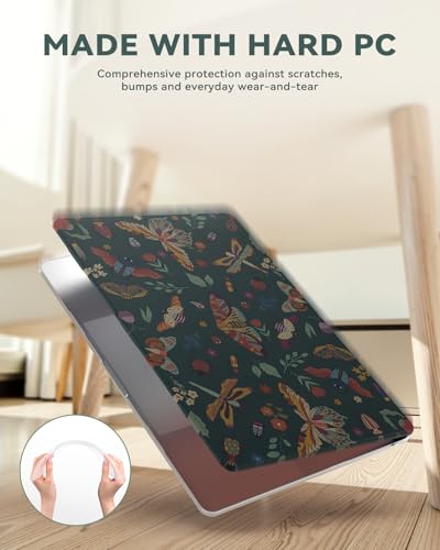 Image of iCasso for M5 MacBook Air 15 inch Case 2026 2025-2023 M4 M3 M2 Model A3448 A3241 A3114 A2941,Slim Protective Pattern Hard Shell Case for Mac Air 15.3 inch, Keyboard Cover + Screen Flim,Green Butterflies