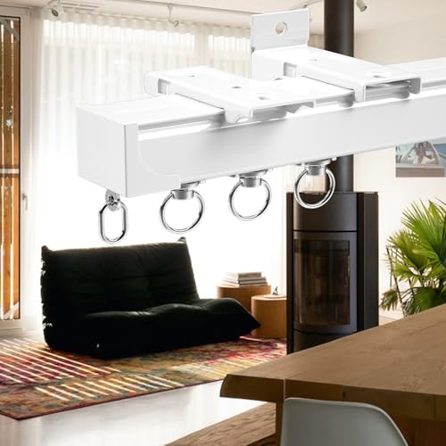 Riel de aluminio ajustable de 360 cm para cortina con soporte de techo resistente 7