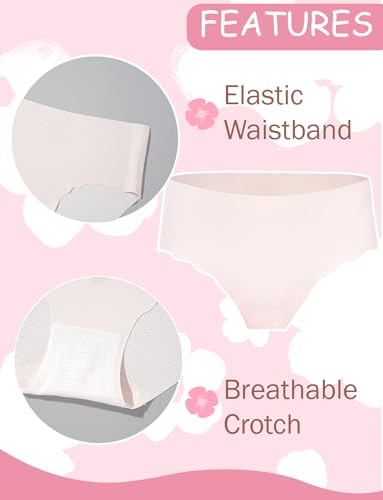 SEAUR Seamless Briefs for Teen Girls Mid Waist Soft Underwear Solid Color Knickers 4 Pack 7-16 Years2