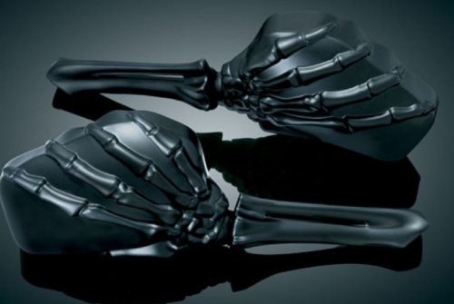 Kuryakyn 1758 Motorcycle Handlebar Accessory: Skeleton Hand Rear View Side Mirrors, Black Stems/Black Heads, 1 Pair #TOP6