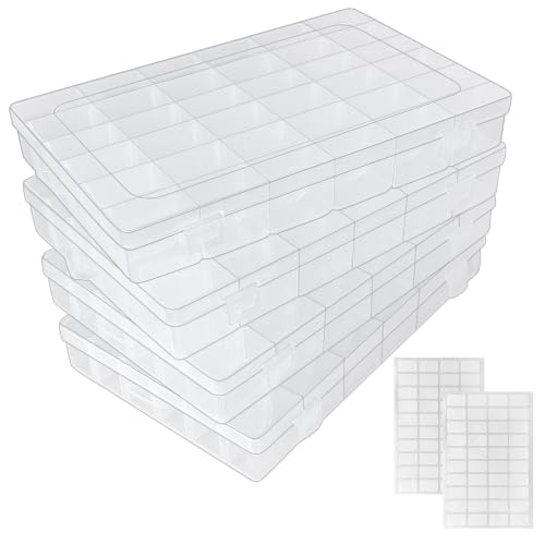 Image of Guyuyii 4 Pack 36-Grid Plastic Clear Organizer Box with Adjustable Dividers