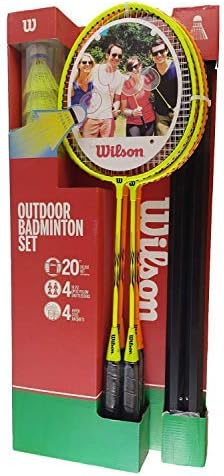 wilson outdoor badminton set 4 rackets 4 shuttlecocks and 20ft net complete set