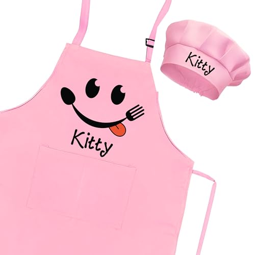 Custom Kids Apron, Personalized Kids Cooking Apron and Chef Hat Set, Kids Play - Painting Apron, Boys Cooking Apron, Little Girls Aprons, Chef Apron and Hat for Kids, Different Design and Color Option