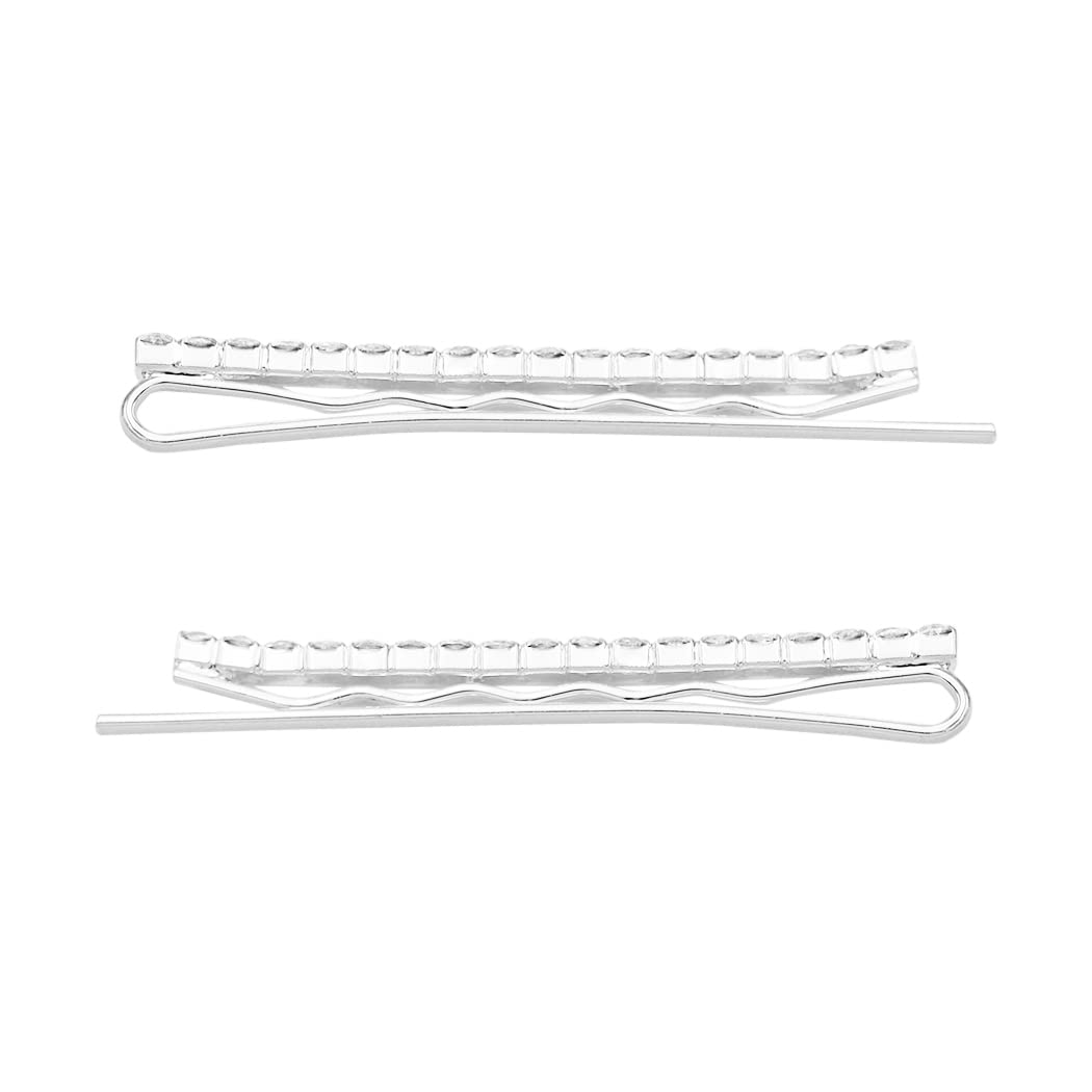 Rosemarie Collections Women's Crystal Rhinestone Sparkle Hair Clip Bobby Pins (Small Clear Crystal Silver Tone) image 2