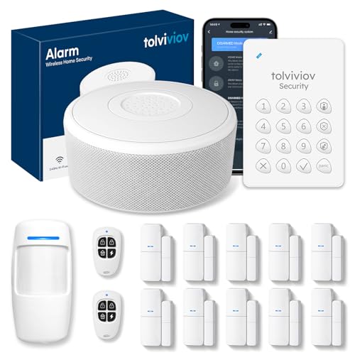 tolviviov Alarm System for Home Security, Door Alarm Systems, App Alerts, 15Piece Kit, No Monthly...