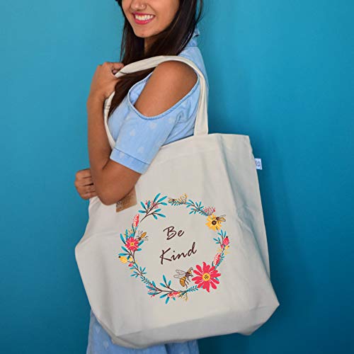 Image of Eco Right Large Tote Bag for Women with Zip, Stylish Cotton Handbags, Canvas Tote Bags for College