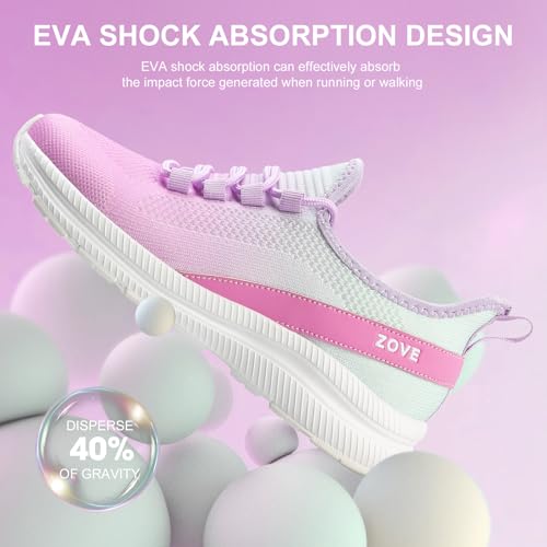 Image of ZOVE Wide Toe Box Shoes Women Extra Wide Width Sneakers Ultra Light Road Running Shoes Non-Slip Tennis Sneakers Breathable Walking Athletic