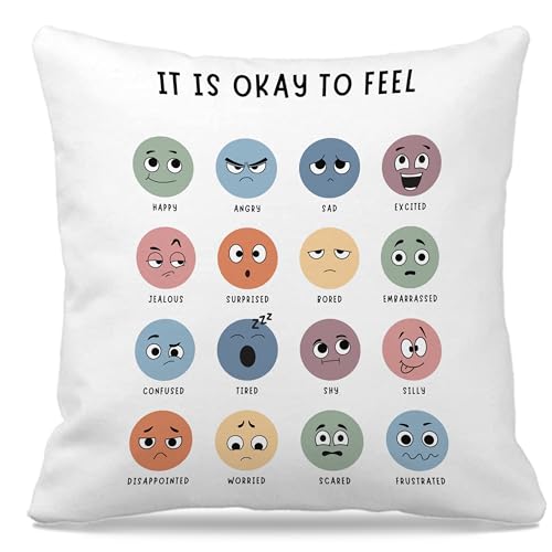 Nogrit Counseling Office Must Haves Throw Pillow Cover, Calming Corner, Mental Health Pillowcase Decor for Home Kids,Mental Health Counselor Gifts, Calming Corner Pillow Covers 22x22 White
