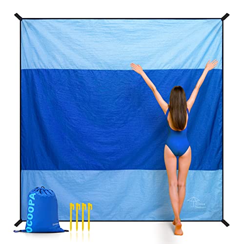 OCOOPA Stranddecke Sandfrei Super Groß 280x300 cm, Sanddicht Wasserdicht, Weiches Bequemes Langlebiges Material, Breite Streifen, Leicht Kompakt für Picknick