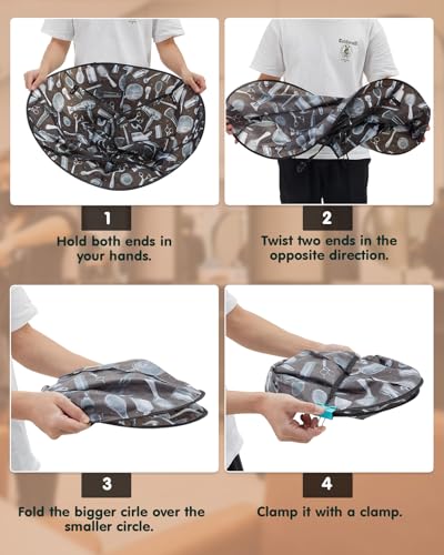 Lilian&Gema Friseurumhang, Haar Schneideumhang Regenschirm, Wasserdichter und Faltbarer Umhang, Schwarz Friseurbedarf Umbrella Cape Friseur zubehör für Haarstyling, Schnitte, Salon