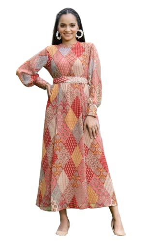 Juniper Women's Multi Chiffon Printed Flared Dress