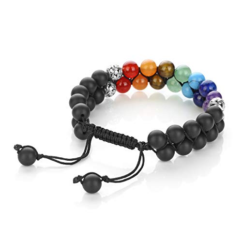 Image of Top Plaza Bead Chakra Bracelet 7 Chakras Healing Crystals Bracelet Yoga Stone Beads Bracelets Meditation Relax Anxiety Bangle for Womens Mens