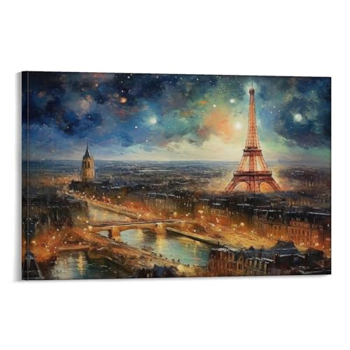 Impression d'art nocturne de Paris pour habiller un mur vide avec élégance