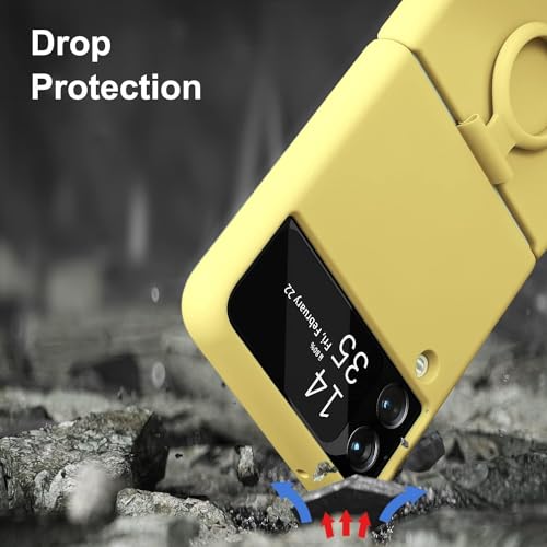 Image of MIDOS Back Cover Compatible with Samsung Z Flip 3 Silicone Case Full Protection Shock Proof Case for Samsung Galaxy Z Flip 3 (Yellow)