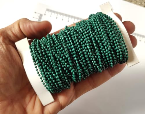 Image of GoSetGet! 12 mtr-Dark Green-1.5mm Metal Ball Chain for LIPPAN Art, Rangoli, Jewelry Making, Crafts, Decorative, Long Lasting Finish (12 Mtr DarkGreen)
