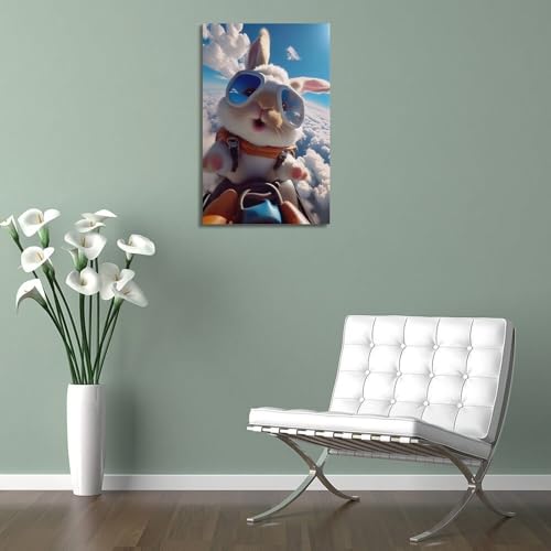 Poster grand angle lapin blanc décoration murale moderne toile 40x60 - 5