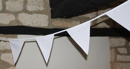 10m White Wedding Bunting- Double Sided Fabric Bunting