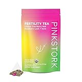 Pink Stork Fertility Tea with Chaste Tree Berry (Vitex) and Red Raspberry Leaf for Organic Fertility Support, Ovulation, and Conception, Caffeine Free - Sweet Mint, 15 Sachets