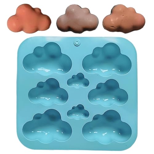 Qoukonao Cloud - Molde de silicona para fondant, diseño de nubes y 8 huecos, antiadherente, para hacer cubitos de hielo