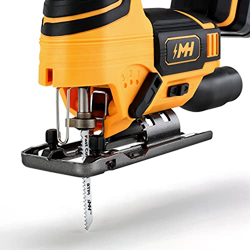 Motorhead 20V Ultra Cordless Jig Saw, Lithium-Ion, Led, Laser & Edge Guide, 0-45° Bevel.80” Stroke, 2700 Spm, Variable Speed, Tool-Free Blade Change, 2Ah Battery, Charger, Bag, 3 Blades, Usa-Based #TOP7