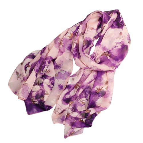 QEXUJOW Foulards en soie pour femmes - Haute qualité/mousseline (violet)