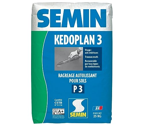 Enduit de Ragréage Autolissant Kedoplan 3 Semin, Sol Intérieur, sac de 25 kg
