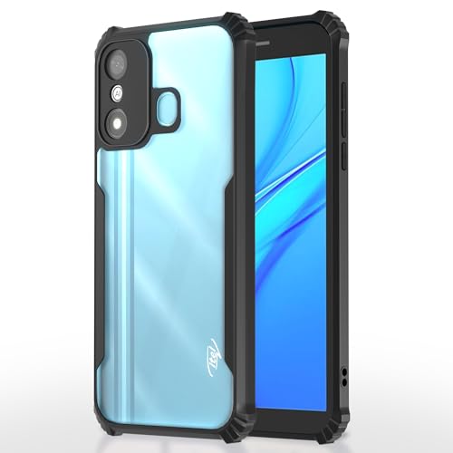 Image of Pikkme itel A27 Back Cover | Crystal Clear Transparent Back | Ultra Hyrbid | Full Camera Protection | Raised Edge | Bumper Back Case (Black)